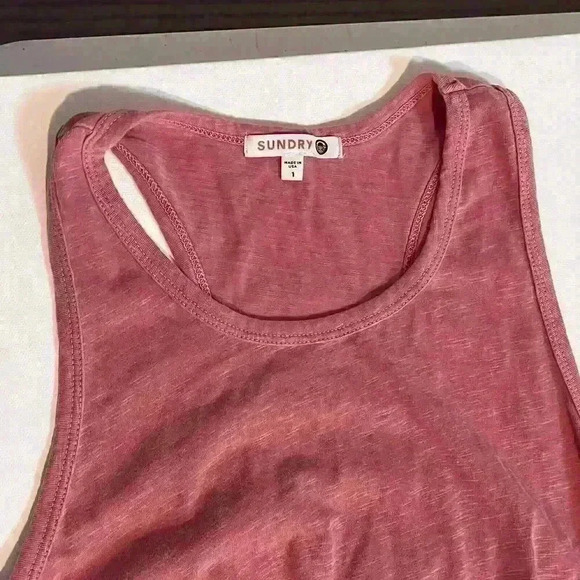 Anthropologie Sundry Womens Ruched Sides Pink Dress Racerback Size 1/S 4-6 - Picture 9 of 13